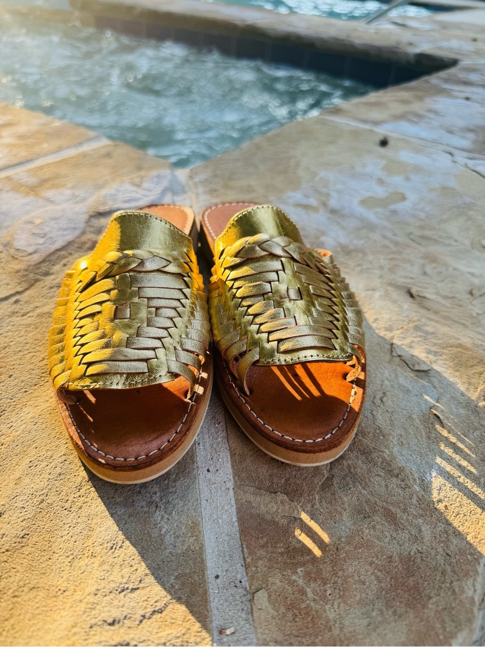 NEW Myrna Art Gold Leather Huarache Sandals Women’s Size 7 Handmade - Picture 11 of 17